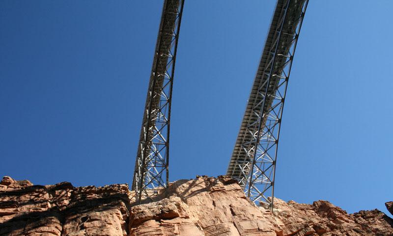Looking up at the Navajo Bridge