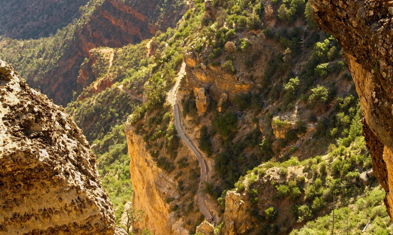 Bright Angel Trail descends into the Grand Canyon
